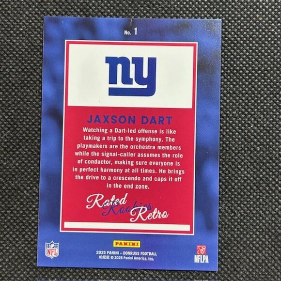 JAXSON DART 2025 Panini Donruss Retro Rated Rookie (RC) New York Giants - Picture 2 of 2